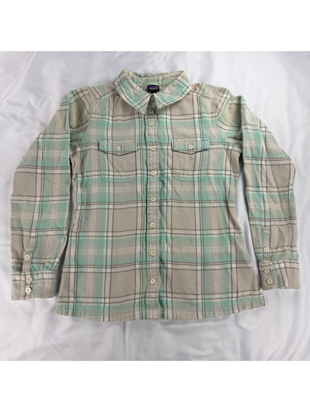 Patagonia Fjord Flannel Women's 4 Handicraft Tailored Grey Organic Cotton 53915